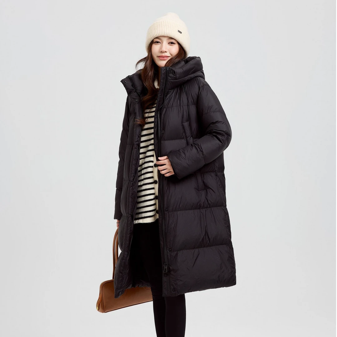 鸭宝宝鸭宝宝户外休闲通勤风女款防风保暖加厚羽绒服时尚中长款女