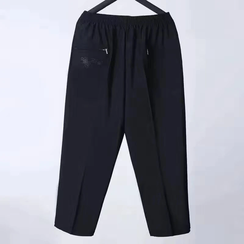 中年女裤夏季薄款九分裤松紧中腰妈妈宽松老年人休闲速干弹力裤子