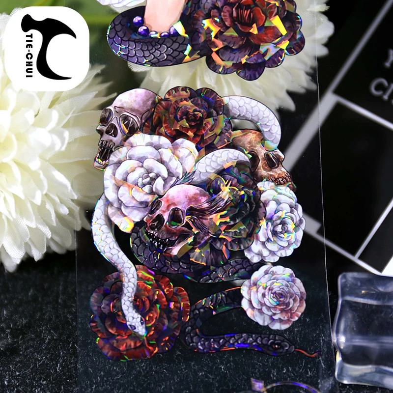 织星辰清新流麻背景素材贴纸暗黑骷髅PET手账拼贴花花和纸胶带
