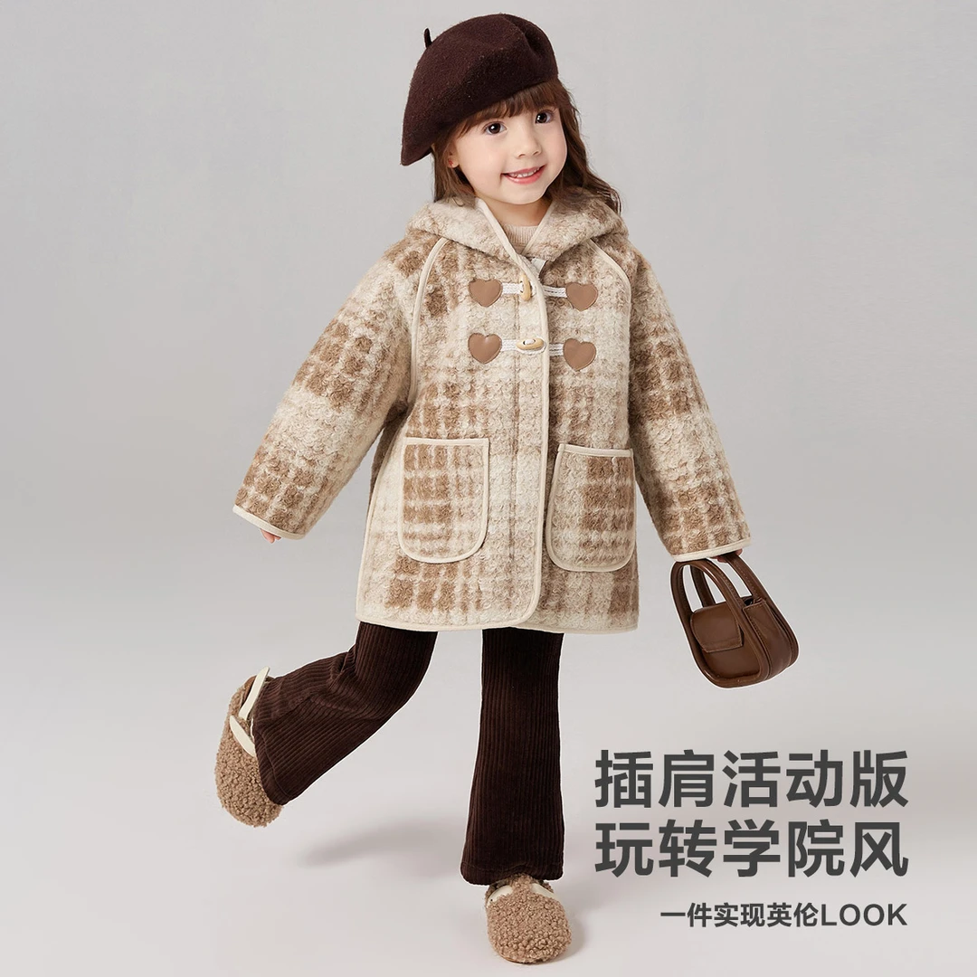 笛莎女童外套韩版秋冬新款小童女宝宝儿童呢子上衣冬季-332452501