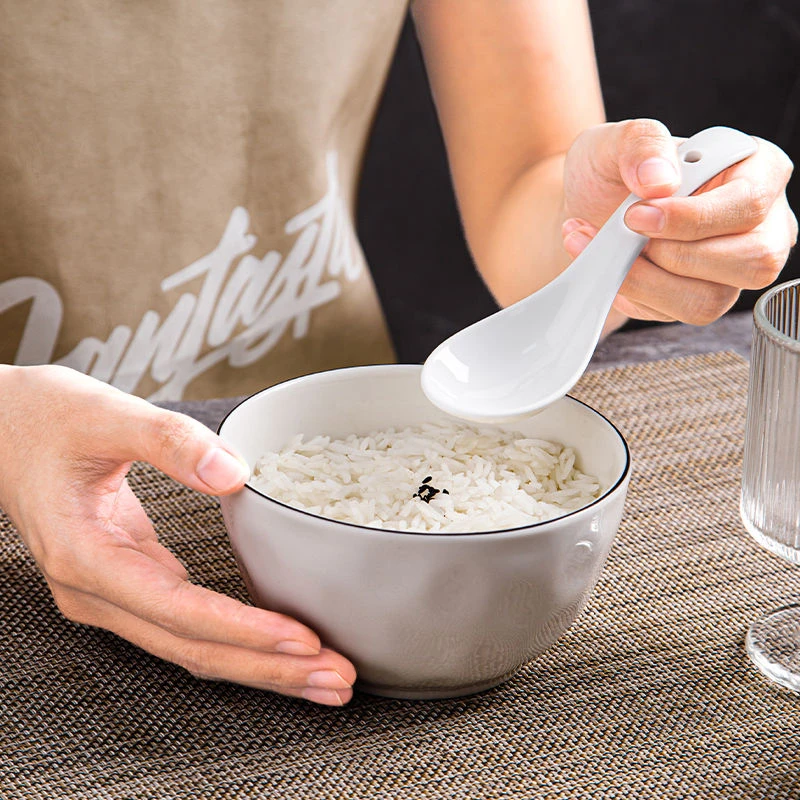 简约纯色手捏陶瓷米饭碗釉下彩家用吃饭碗日式喝汤碗学生早餐碗