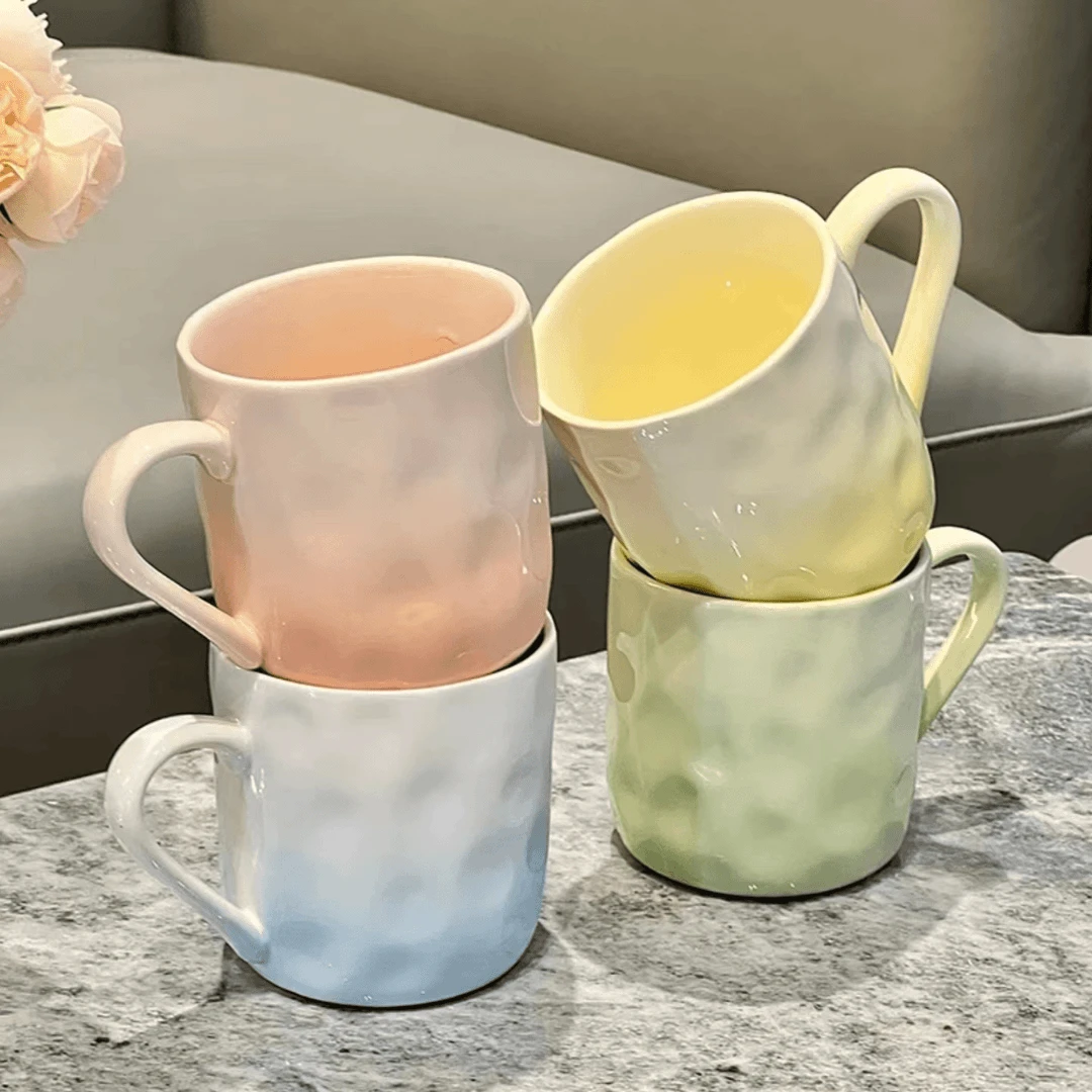 陶瓷马克杯家用杯子ins情侣简约喝水杯网红好看创意茶杯渐变韩系