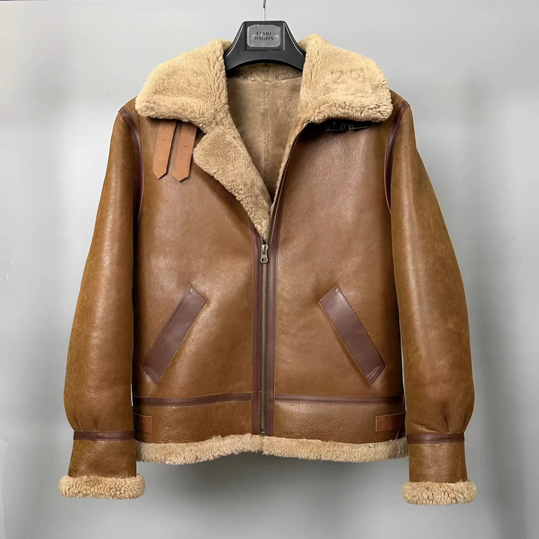 原生态皮毛一体真皮真毛时尚休闲短款复古冬季保暖男款皮草外套