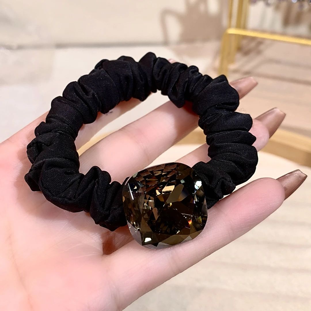 高端水晶发圈轻奢发绳扎头发2025新款皮筋黑色头绳发饰精致头饰