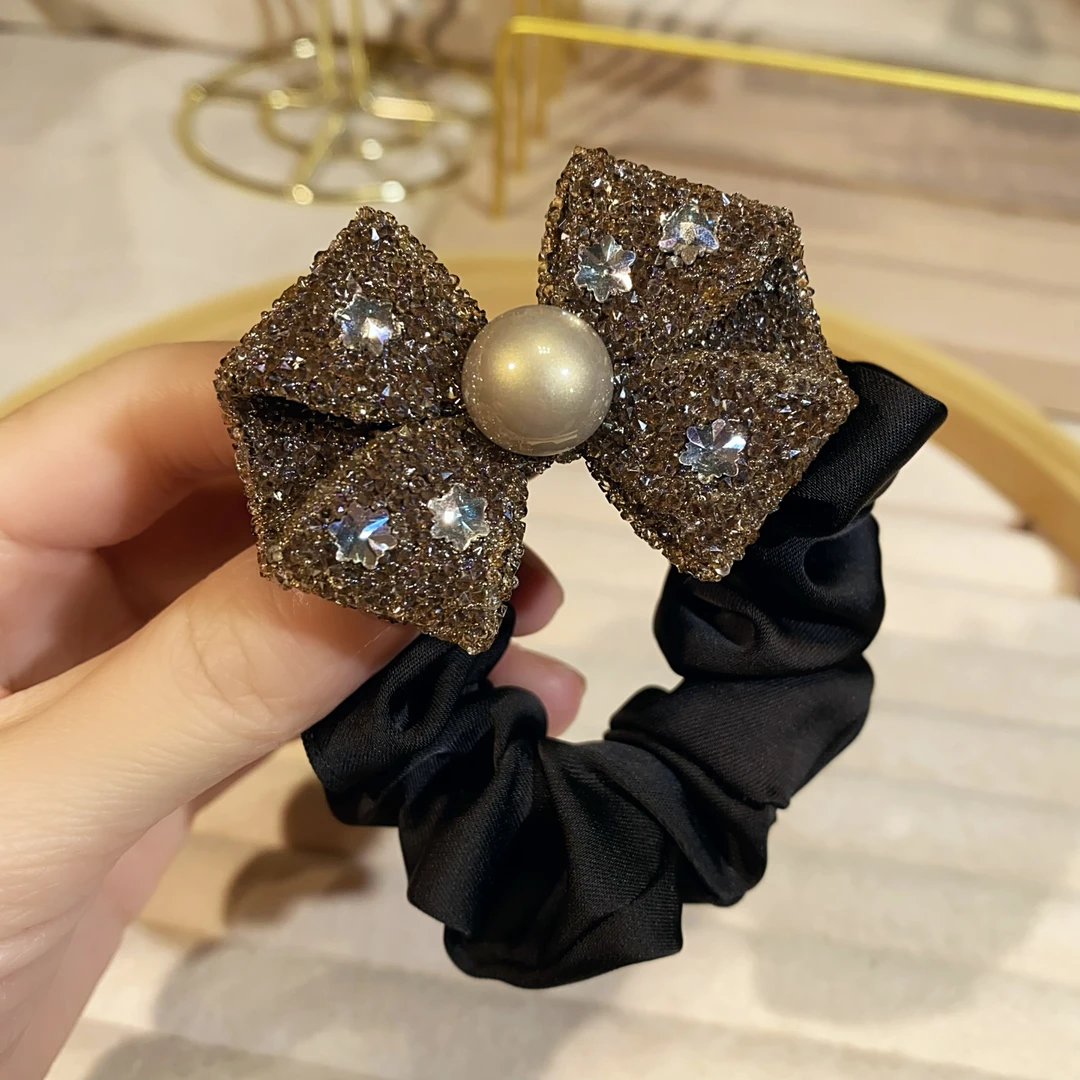 轻奢蝴蝶结镶钻精致小肠发圈女时尚网红马尾扎丸子头皮筋新款头饰