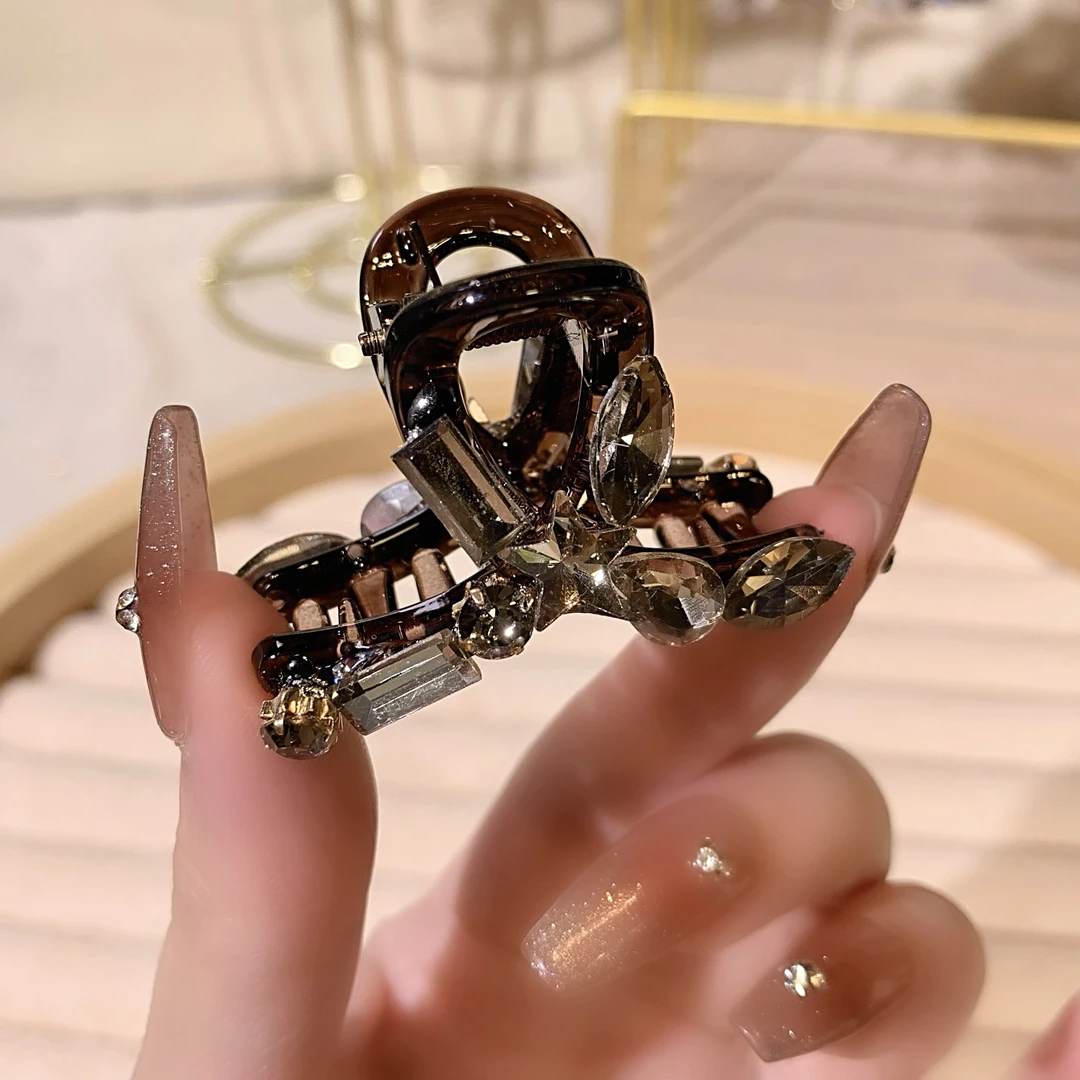 约4.5公分小抓夹 时尚韩版镶钻抓夹女精致百搭半抓发夹网红发饰