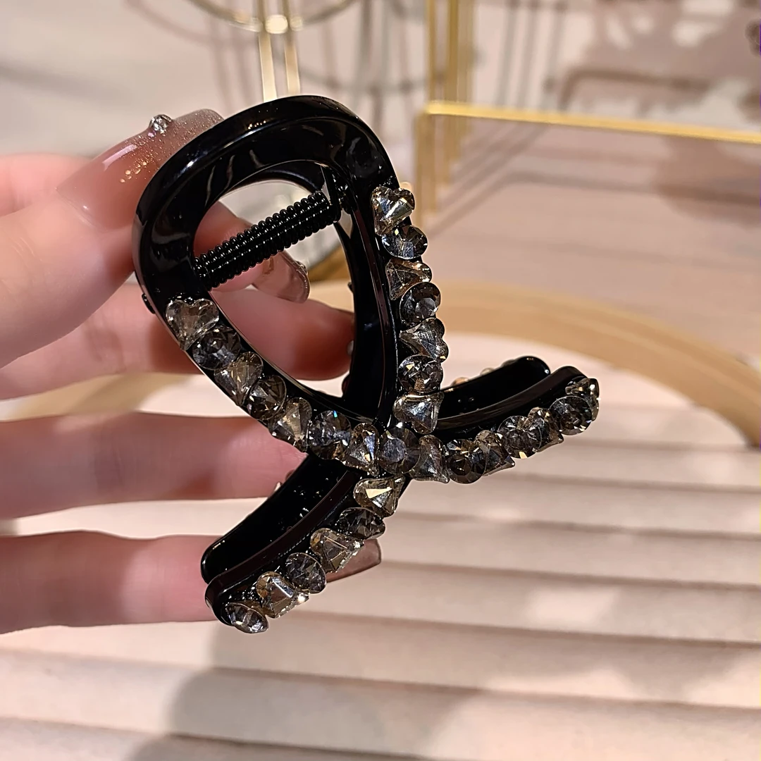 约6公分抓夹 精致镶钻抓夹女时尚后脑勺盘发夹新款百搭韩版发饰