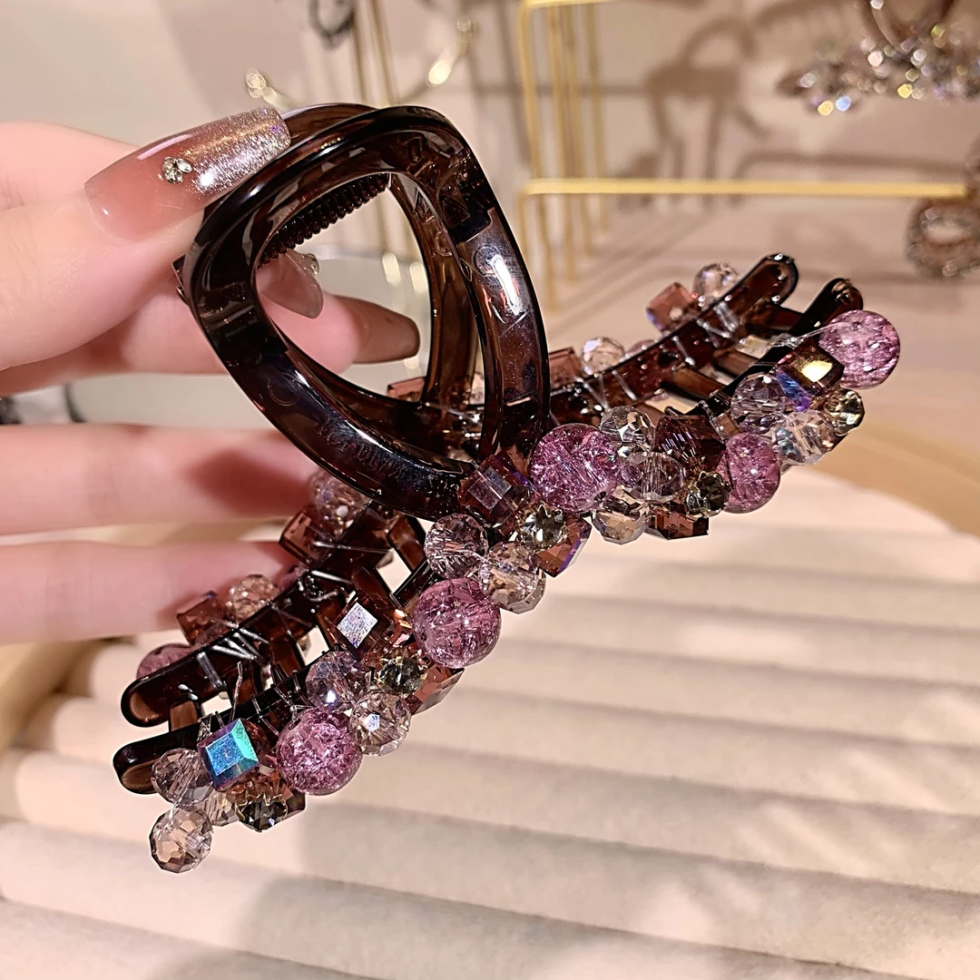 11公分大号抓夹紫色高端发夹大抓夹气质发卡彩色韩版网红时尚百搭