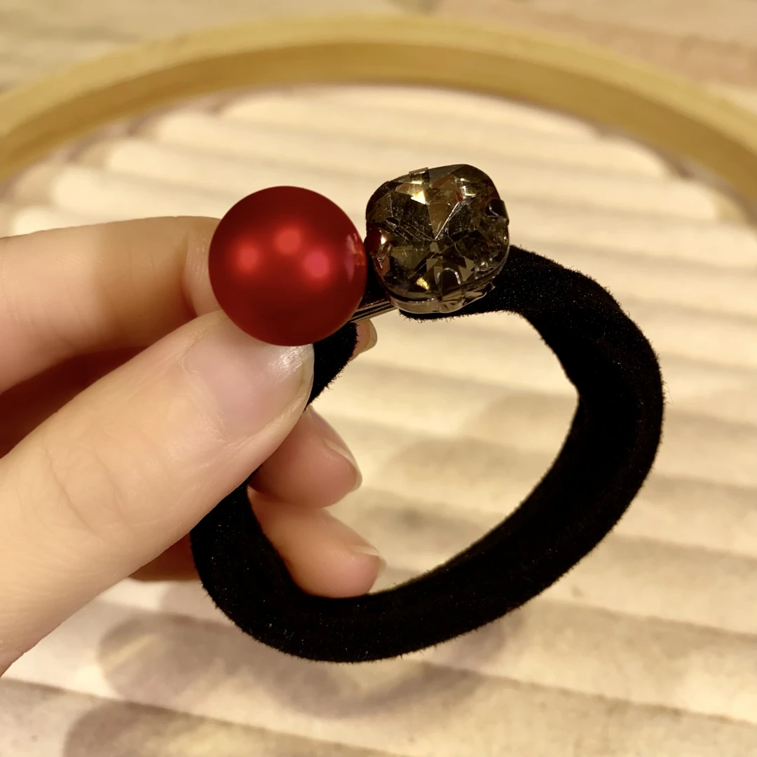 红色发圈发绳头饰黑色高弹力时尚精致轻奢皮筋气质可爱百搭发饰