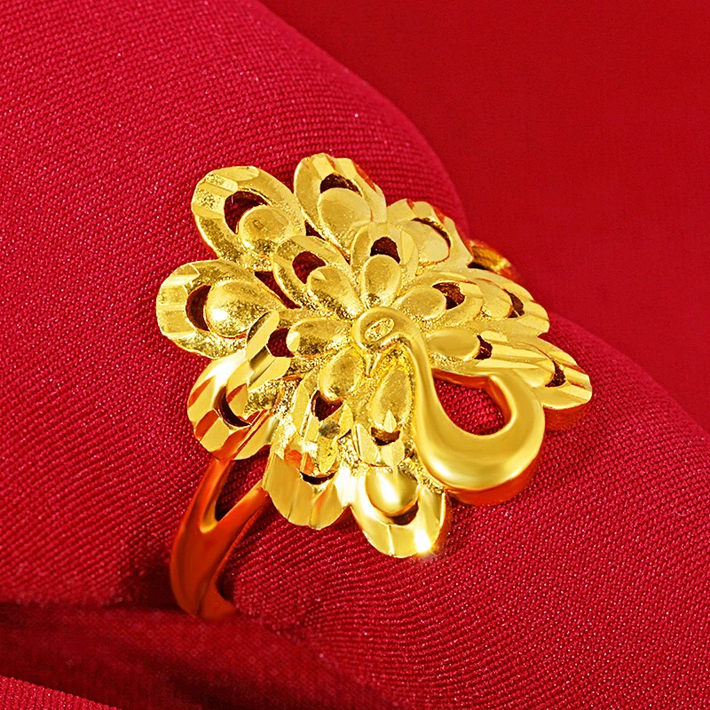 复古女款凤尾大女戒夸张大孔雀开口女戒指首饰