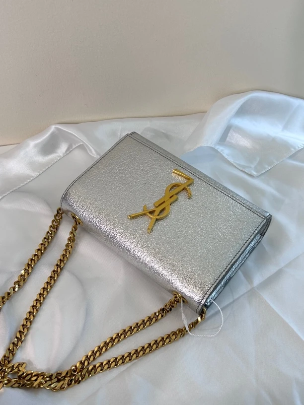 95新 YSL/圣罗兰 时尚银色kete链条包