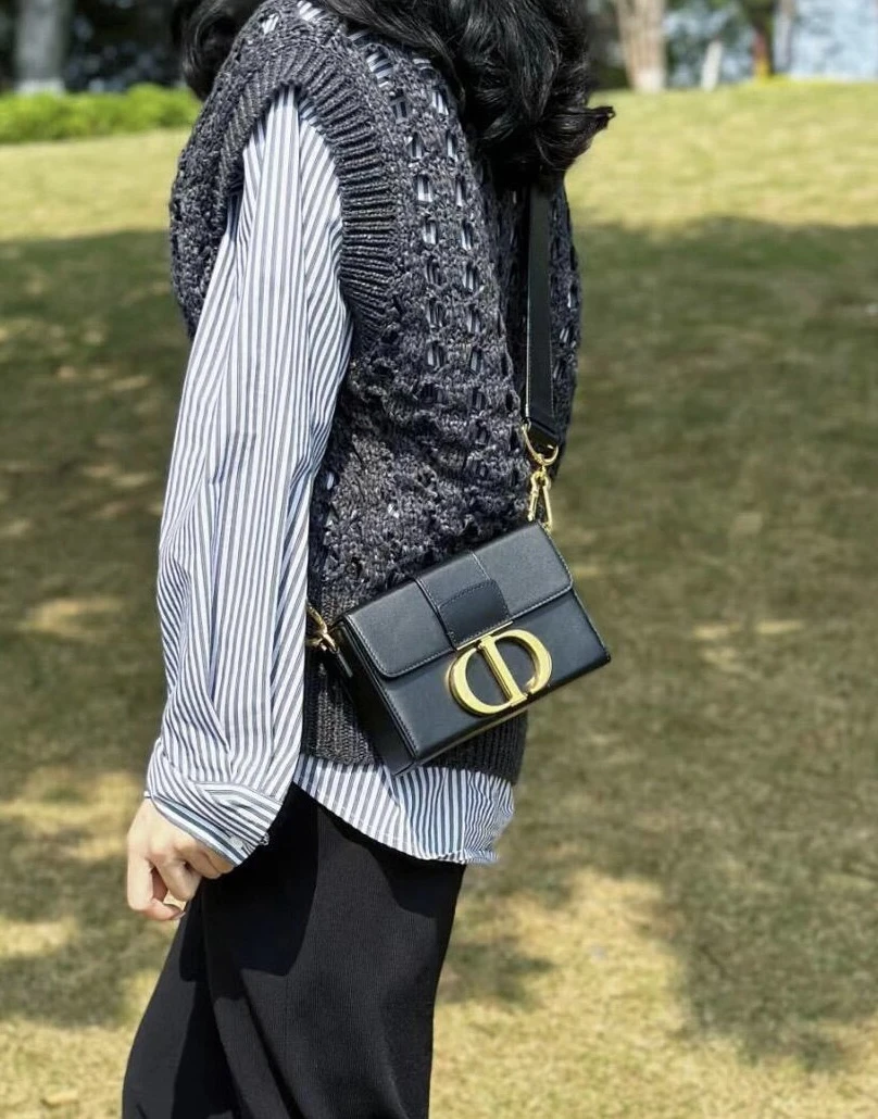 95新 DIOR/迪奥 黑色蒙田盒子斜挎包
