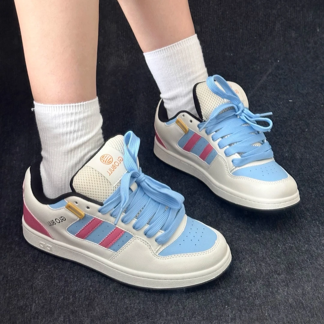 彩虹多巴胺原创休闲板鞋女小众面包鞋厚底学生新款小白透气老爹鞋