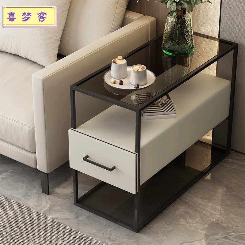 新款实木抽屉沙发极简现代简约客厅侧边储物柜小型轻家用沙发边几