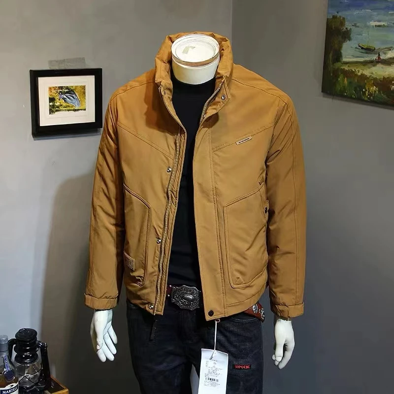 90立领大口袋羽绒服男冬季高端潮流痞帅男士白鸭绒外套777