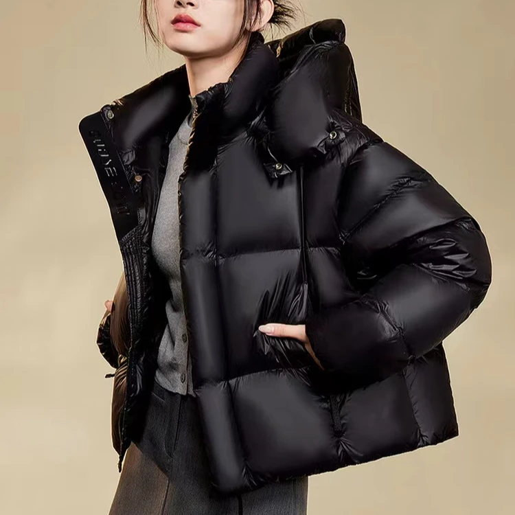 黑曜石冬新女90鹅绒羽绒服可拆卸袖帽一衣四穿马甲加厚23018
