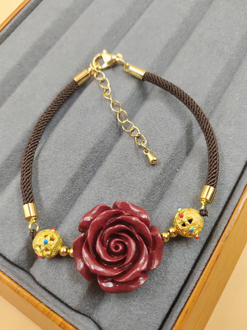 含辰砂工艺品925银天然辰砂高含量朱砂手链（玫瑰花）多样性发