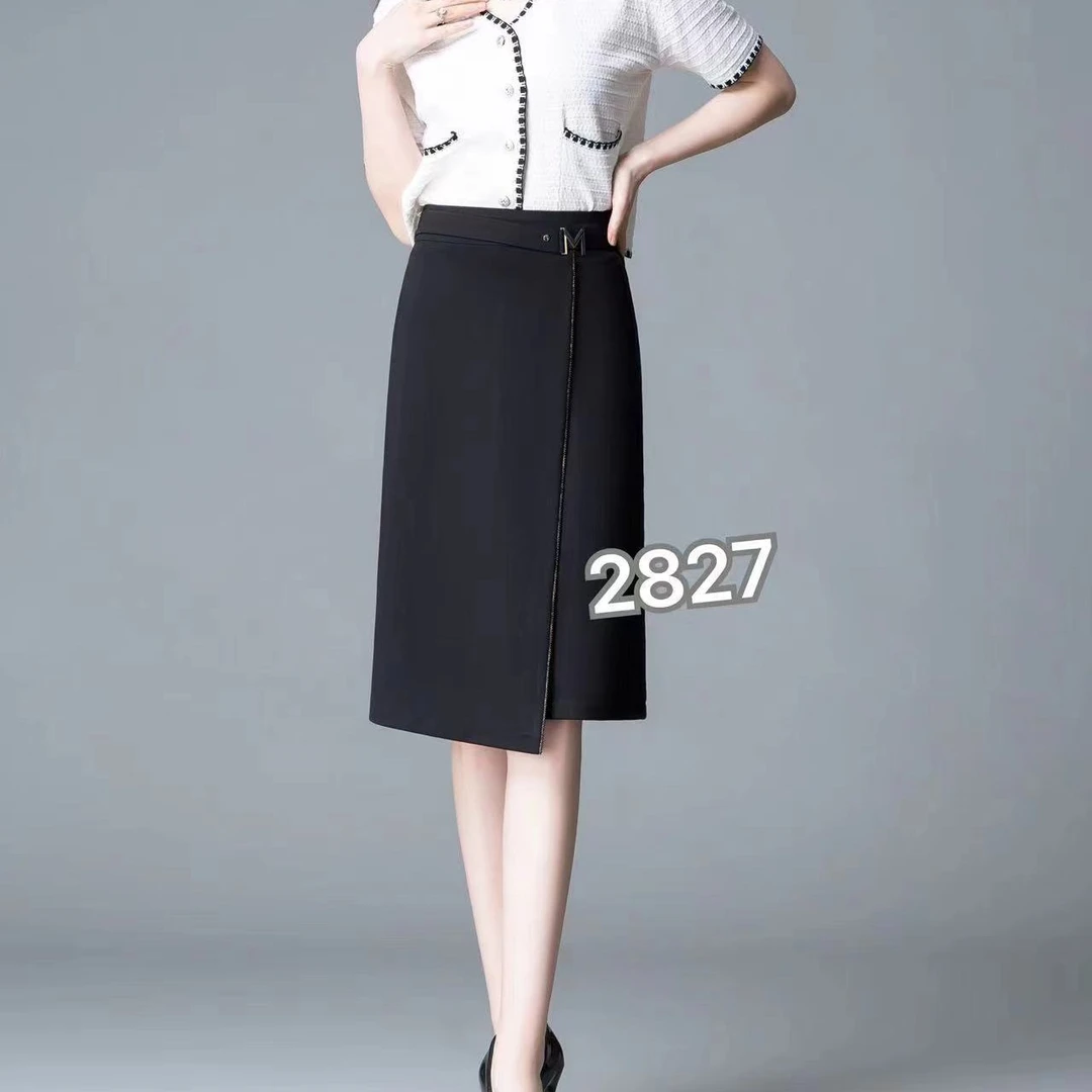 2827香港素街新款高腰显瘦包臀不规则A字裙
