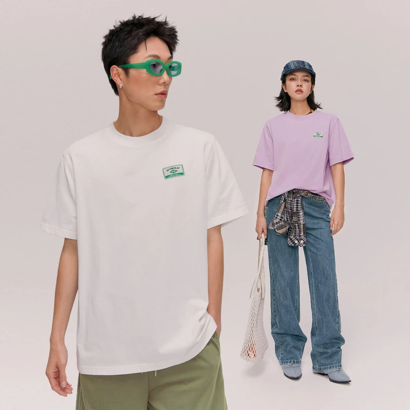 NO ONE ELSE美式复古女装夏季男女休闲百搭圆领上衣简约宽松T恤