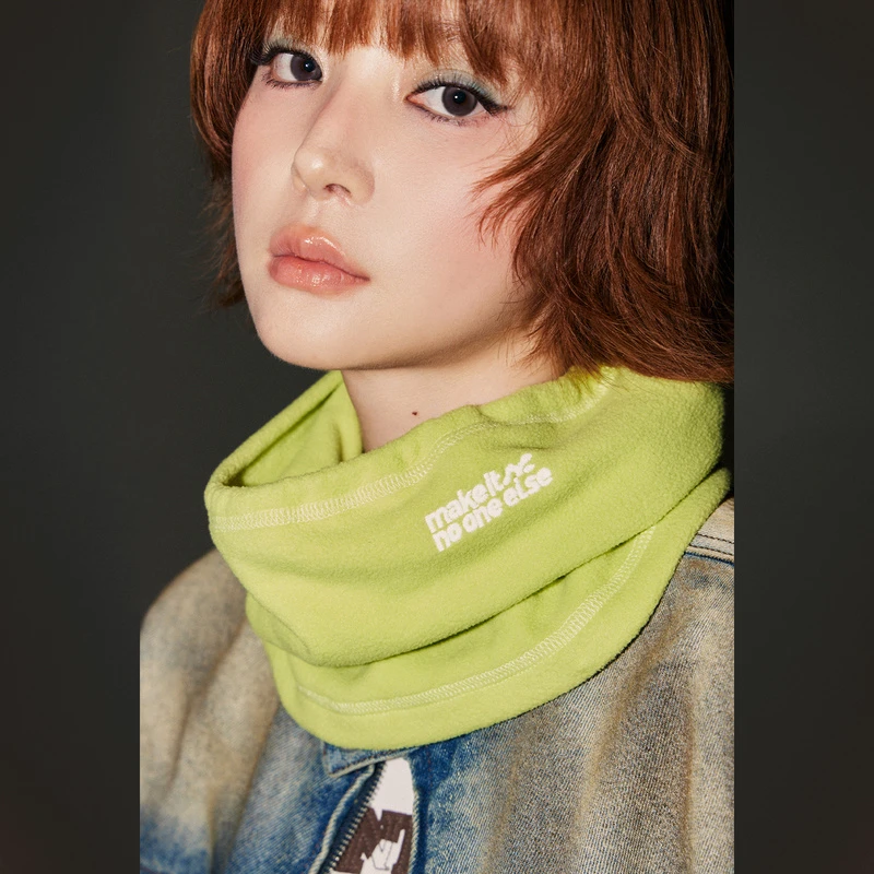 NO ONE ELSE美式复古女装抽绳骑行面罩男女冬季字母绣花户外围脖