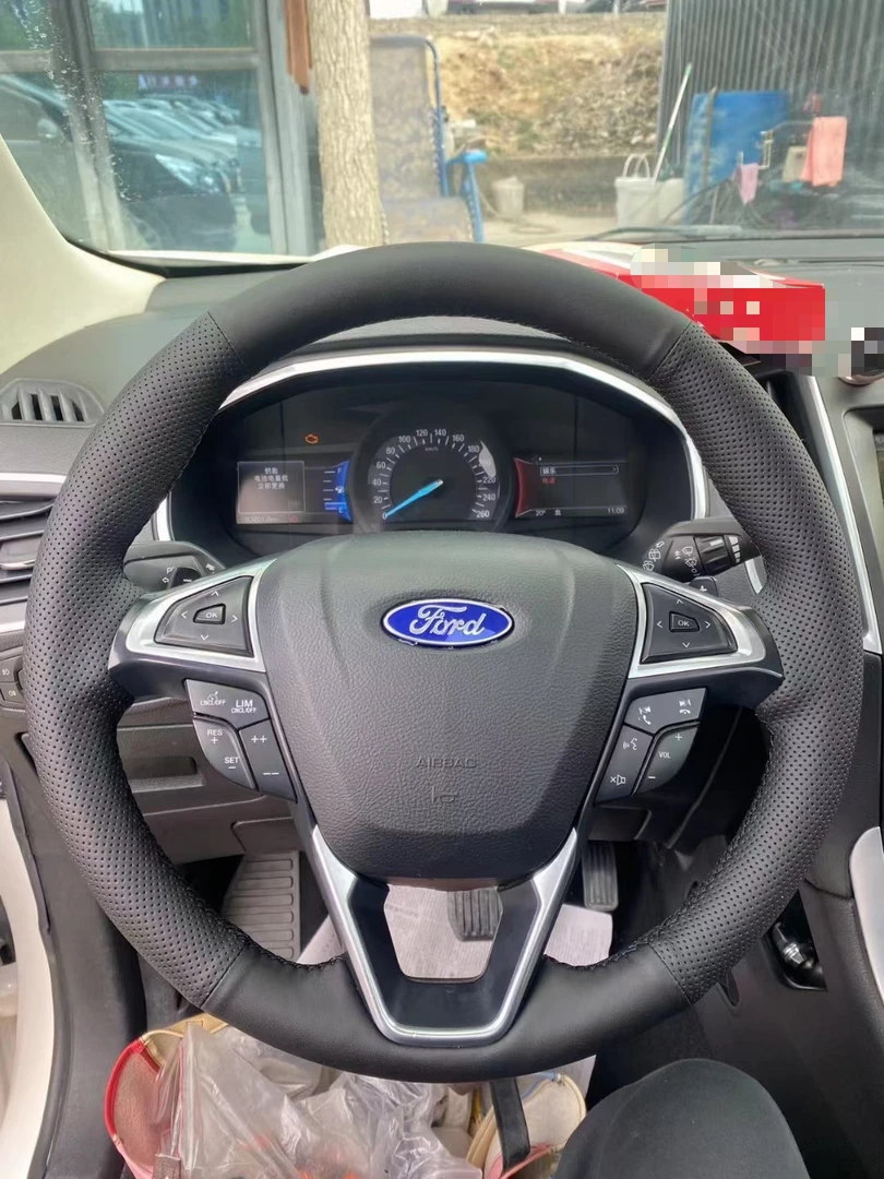 福特车系-纳帕专用手缝方向盘套下单给客服提供原车方向盘图片