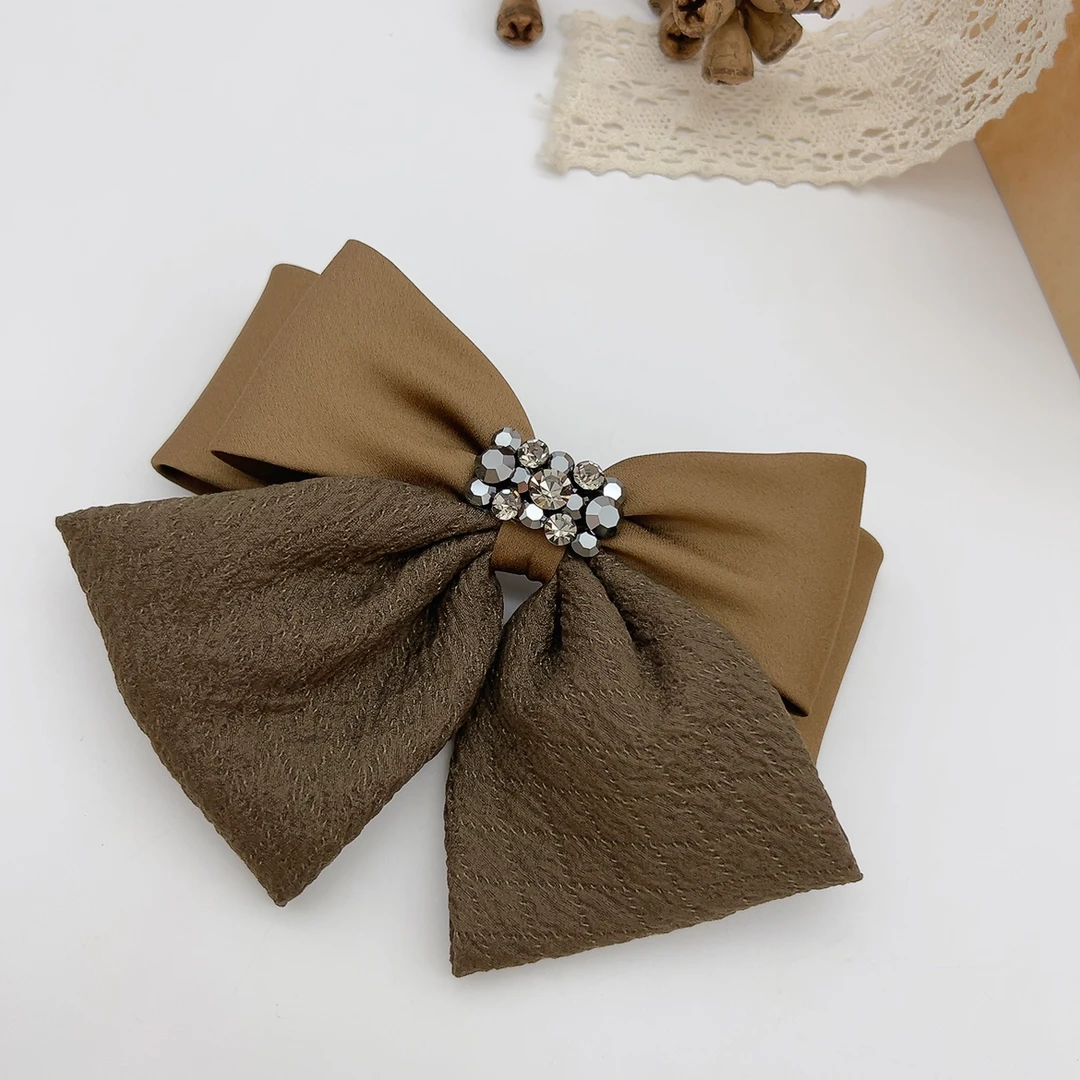 00199 好啊商店 咖色系机理布艺水J蝴蝶结横夹 底夹10cm
