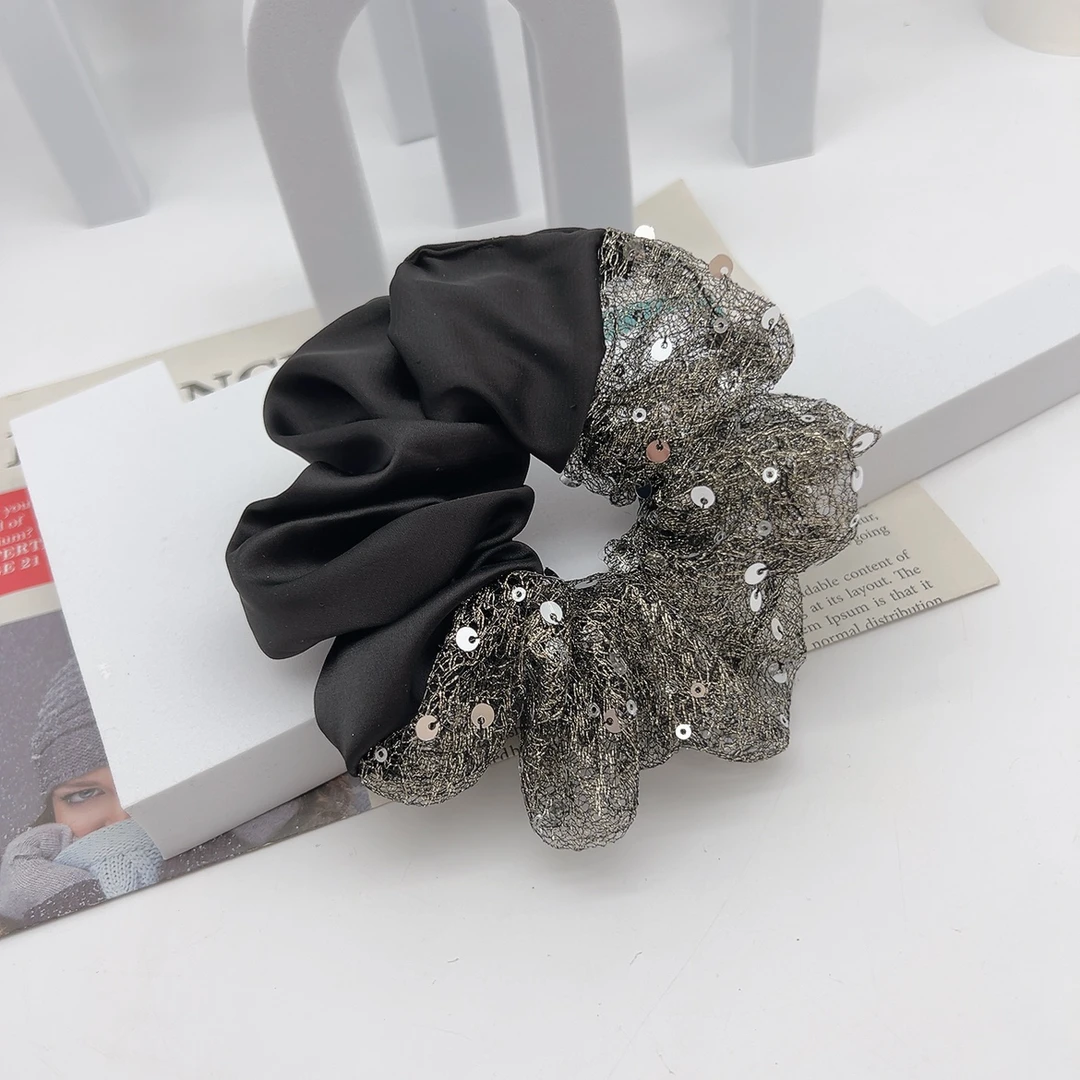 00342 好啊商店 亮片拼接布艺发圈 直径13cm