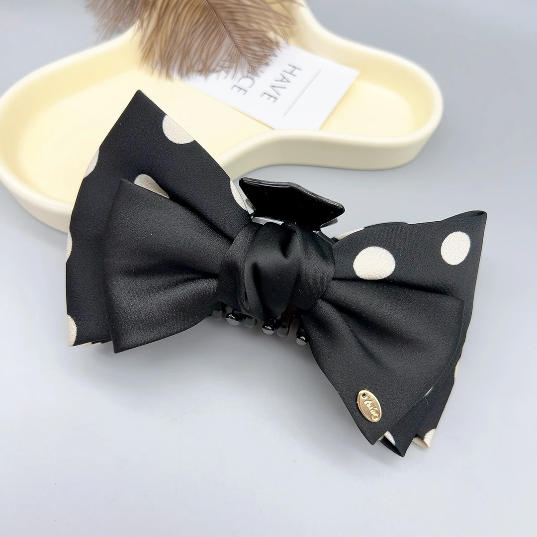 48425 好啊商店 双层蝴蝶结波点抓夹 底夹7cm