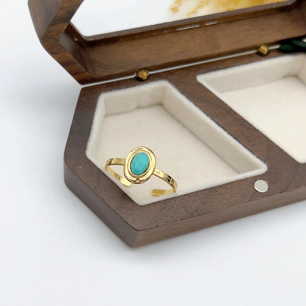 钛钢石英石戒指 02484 好啊商店 钛钢戒指-蓝色，开口可调节