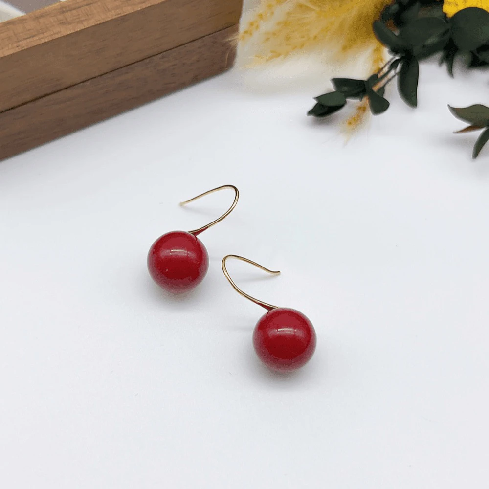 铜合金耳饰 01818 好啊商店 安可拉红耳钩-12mm