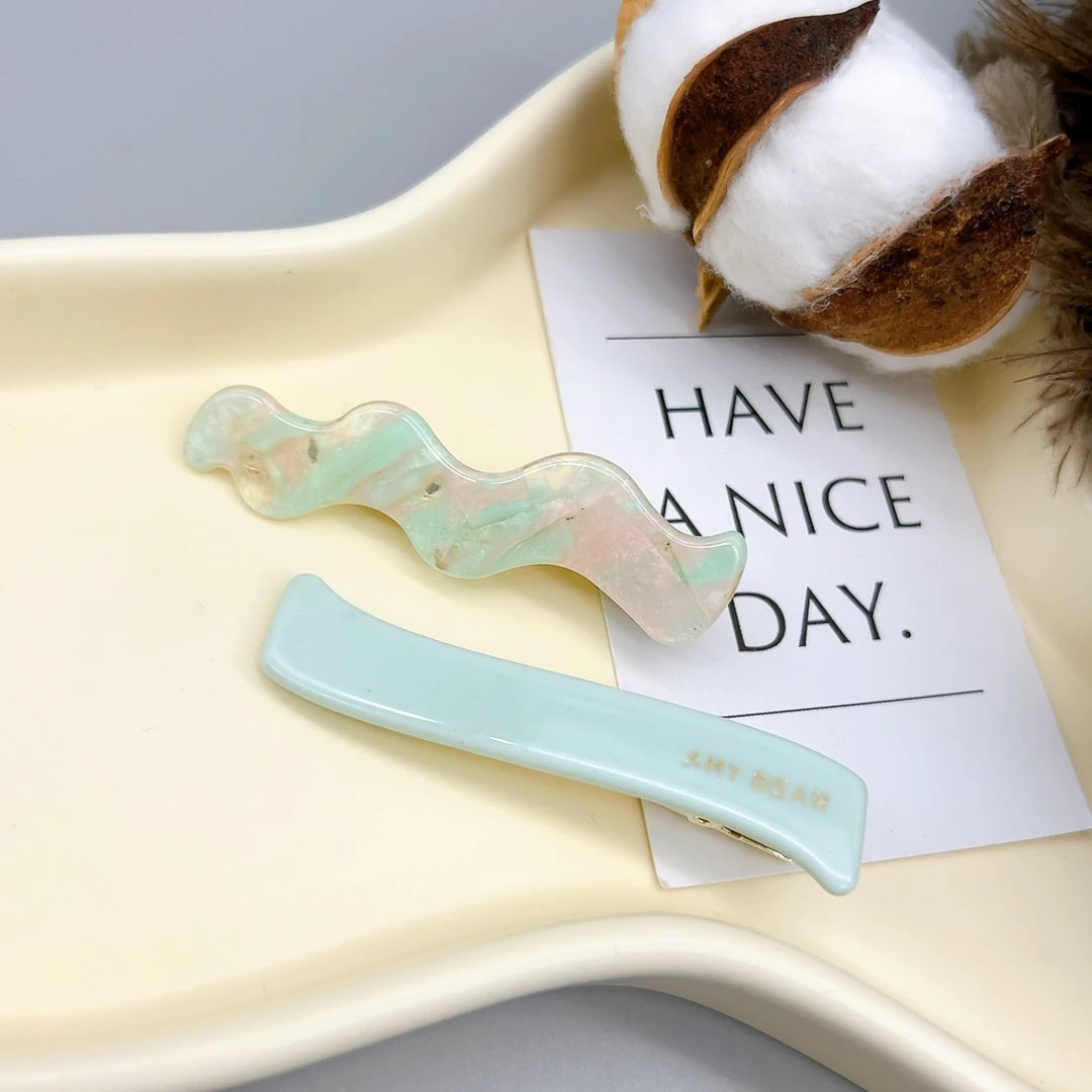 48941 好啊商店 醋酸AB款对夹6cm波纹款绿色