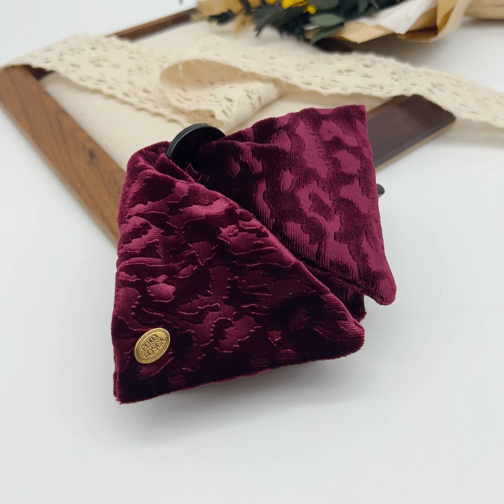 02467 好啊商店 丝绒豹纹三角抓夹-红 底夹10.5cm左右