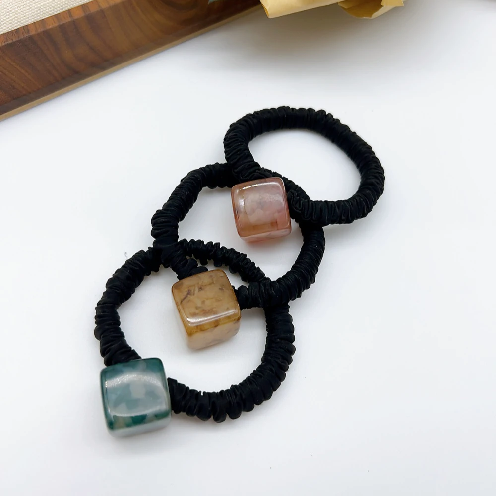 01480 好啊商店 果冻魔方头绳组合三个装-深绿