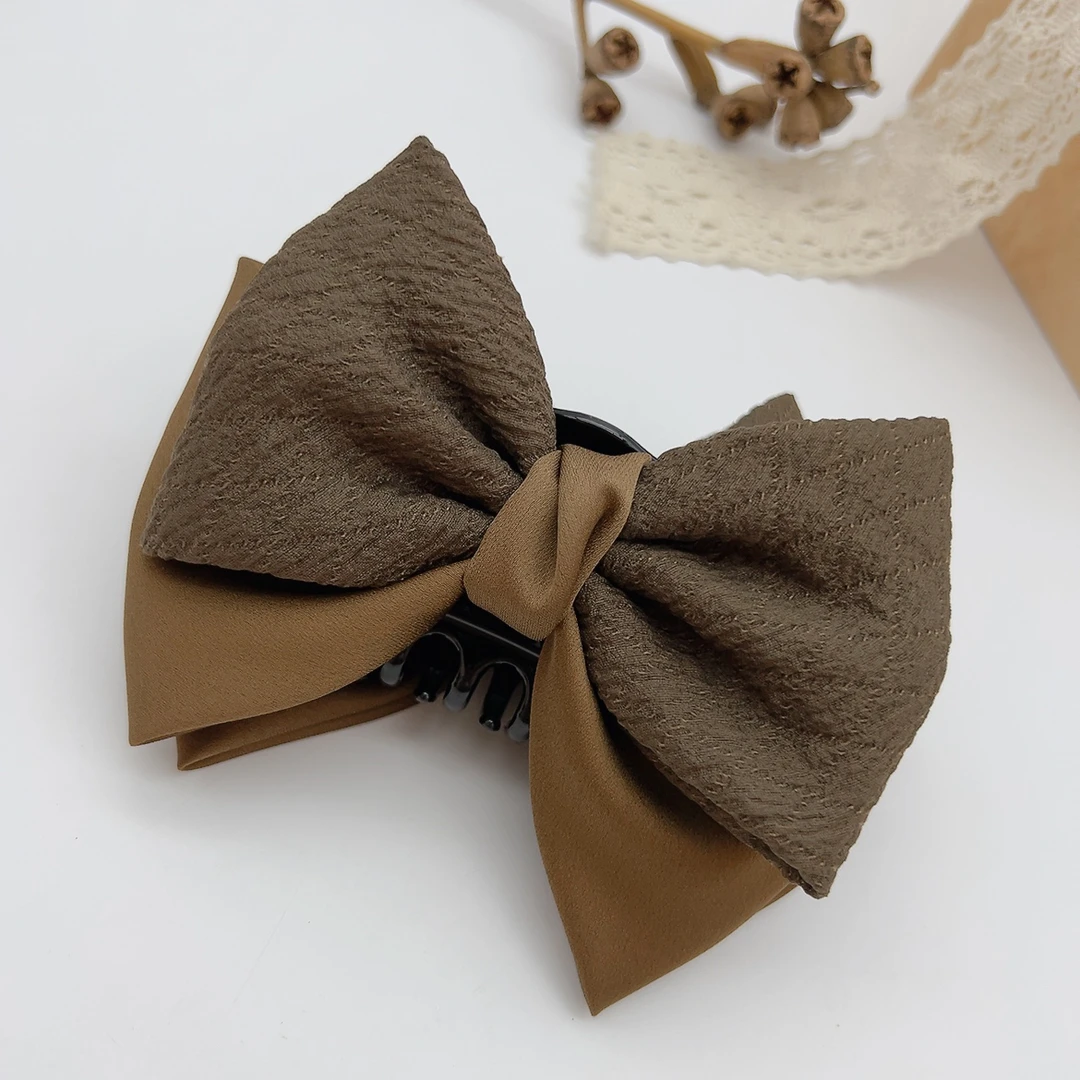 00195 好啊商店 咖色系机理布艺抓夹 底夹8cm