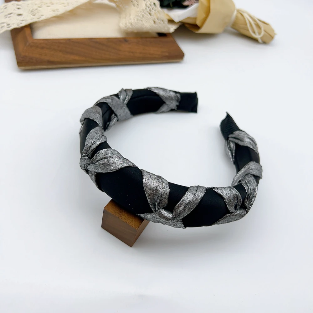 02440 好啊商店 拼色缠绕发箍-银色