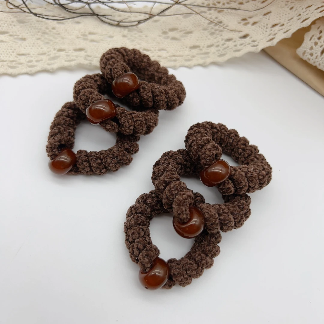 00205 好啊商店 电话线珠子头绳组合6个装 -咖色