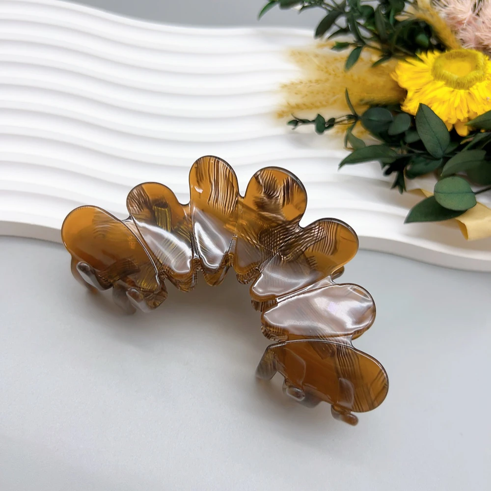 01315 好啊商店 醋酸花瓣抓夹-深咖 长度10cm