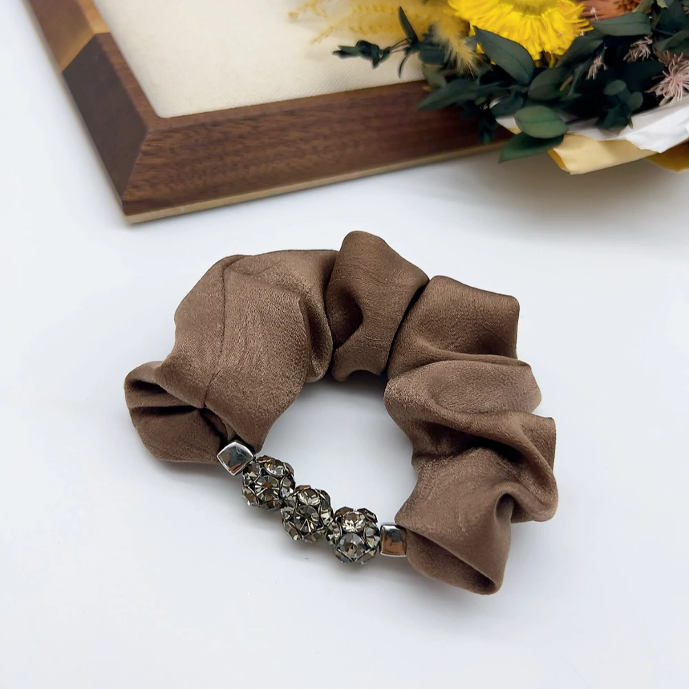 01929 好啊商店 水J珠子机理布艺发圈-咖色 直径7.5cm左右