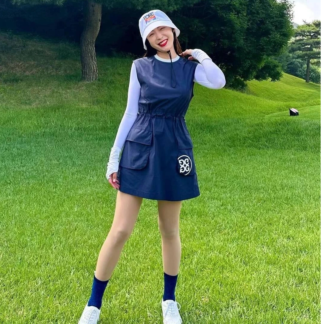 G家新款女士高尔夫可调节收腰连衣裙/轻薄防水/显瘦夏季宽松洋气