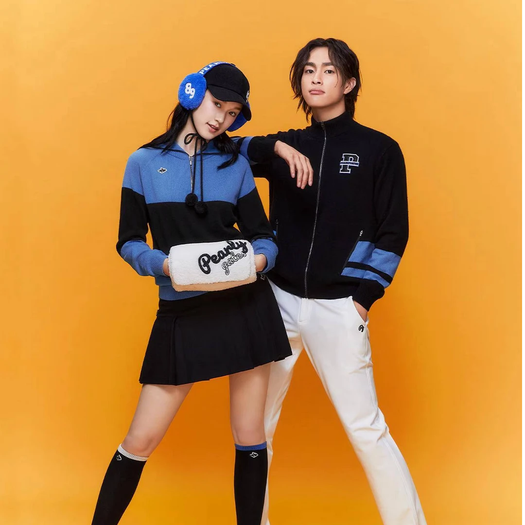 PG*家新款女士高尔夫羊毛半拉链针织衫/羊毛+防风层/运动时尚松弛