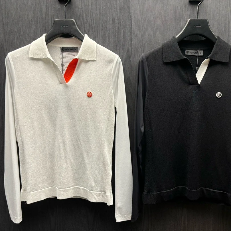 G家女士高尔夫冰丝袖针织上衣/高弹力纱线/细腻柔软冰爽丝滑运动