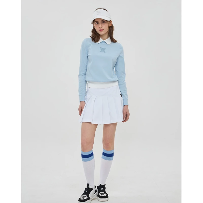 韩国潮牌新款女士高尔夫韩版长袖上衣/珠地功能面料透气舒适挺括
