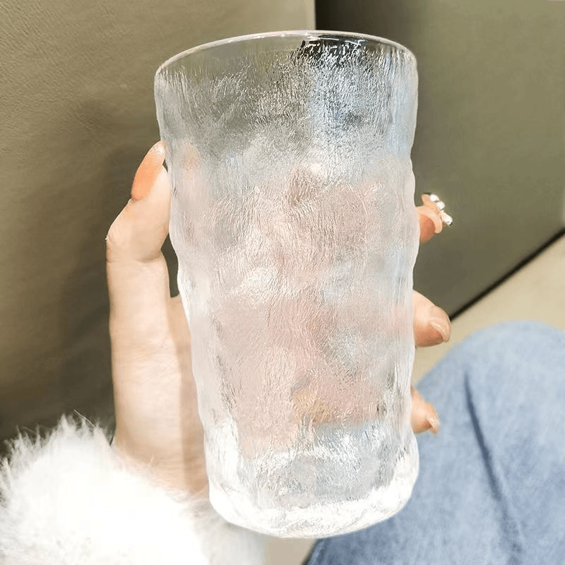 【两只装】福利品冰川杯冷饮咖啡杯高硼硅玻璃磨砂喝水杯树纹冰川纹