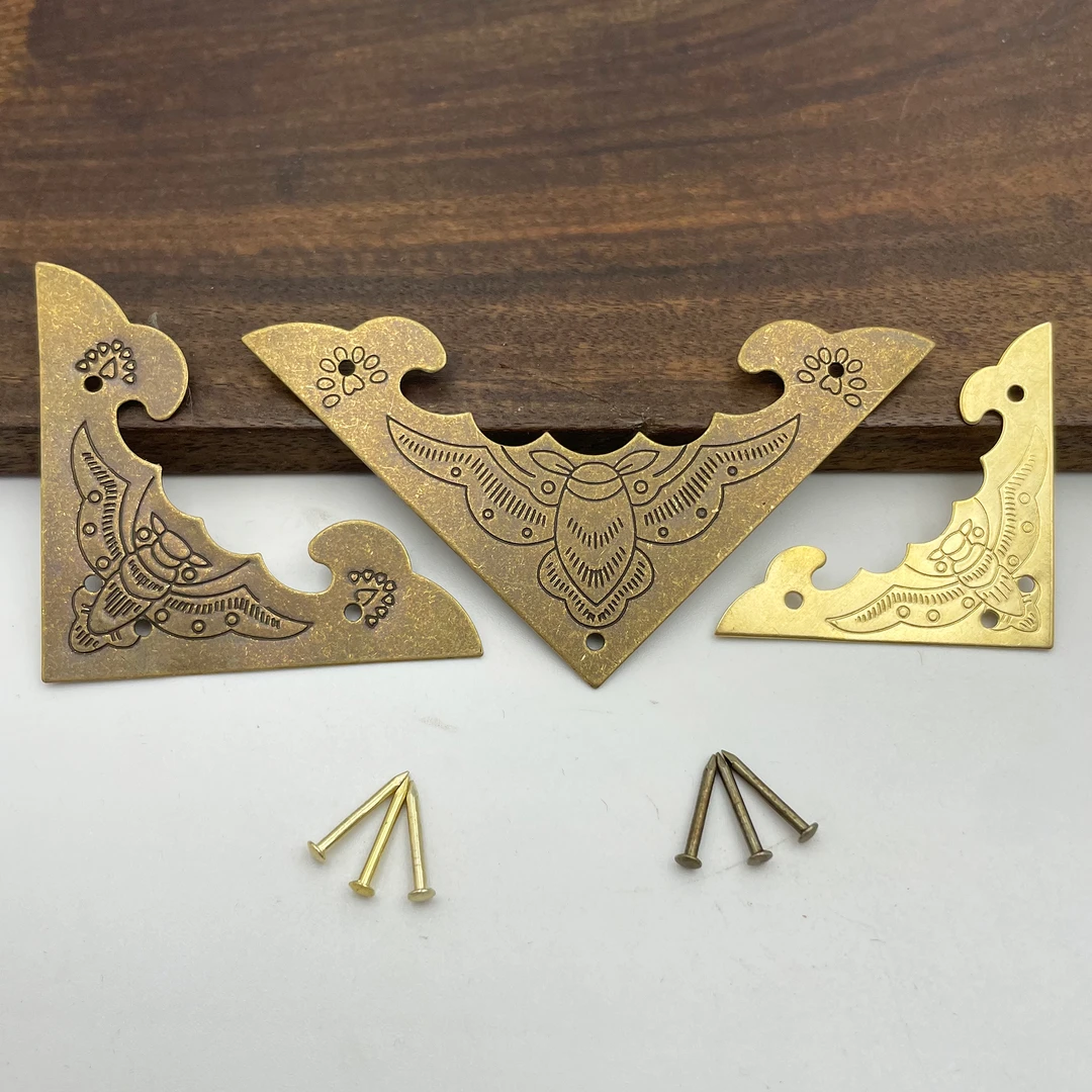 仿古铜包角蝙蝠包三角边中式家具桌角五金铜配件黄铜护角贴角