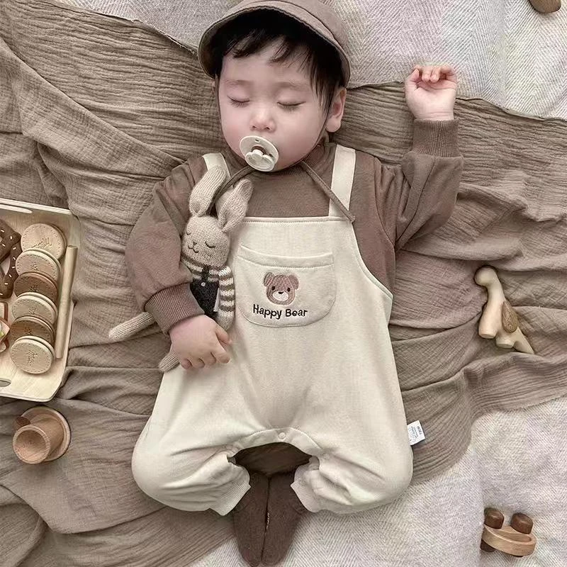 儿童春秋长袖洋气休闲韩版宝宝外穿假背带连体衣婴儿幼儿长袖爬服