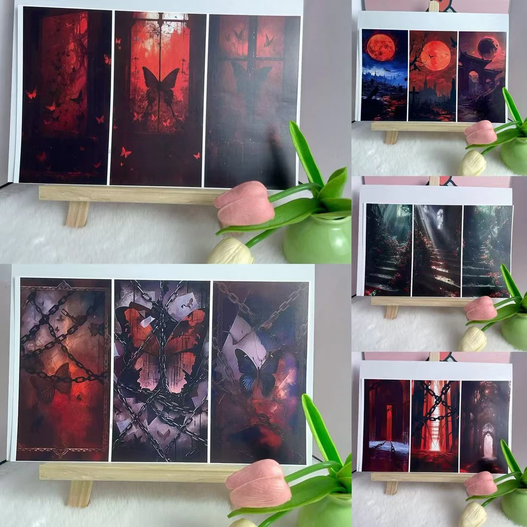 手机背卡贴纸防水背景DIY贴纸暗黑诡异台阶锁链单图9X17cm