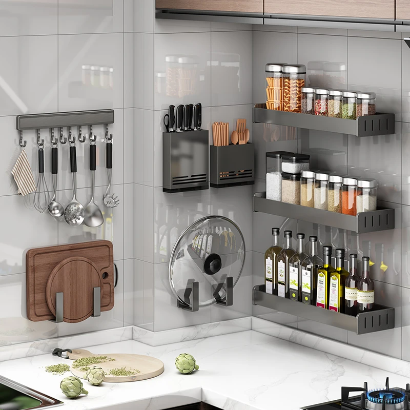 西邮哥【新疆包邮】厨房置物架壁挂式锅盖刀架筷筒多功能调料收纳架