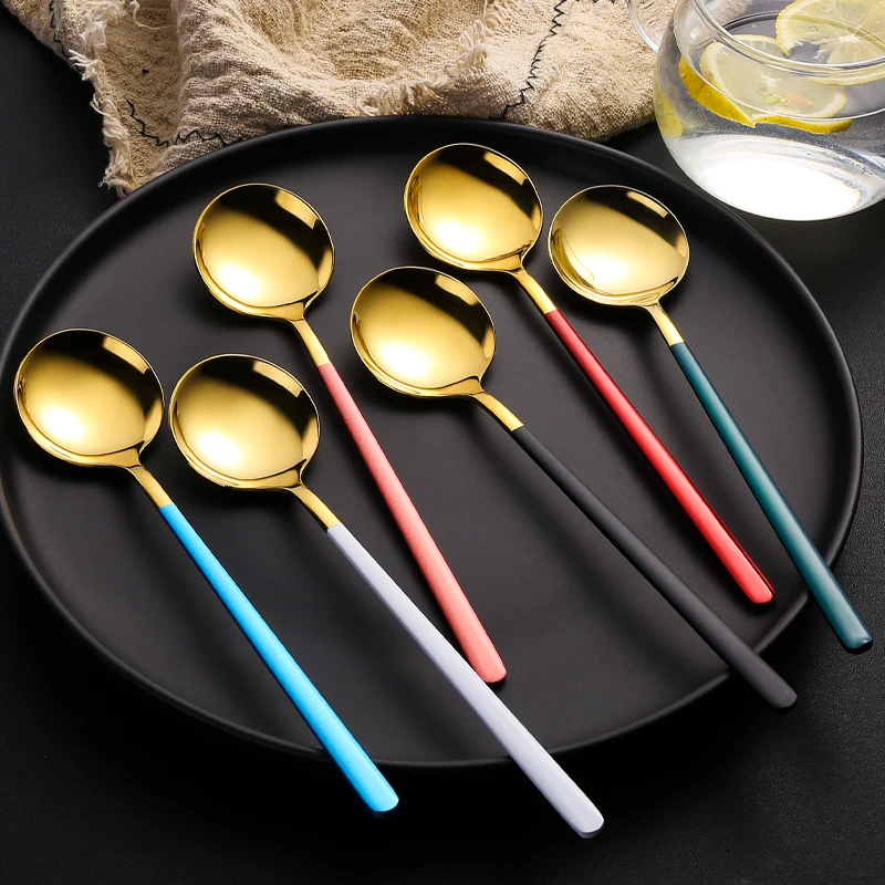 【新疆包邮】网红创意加厚勺子304不锈钢汤匙家用精致吃饭甜品勺