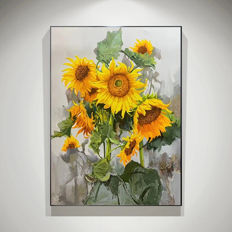 手绘油画向日葵梵高装饰画太阳花花卉现代客厅挂画玄关餐厅壁画