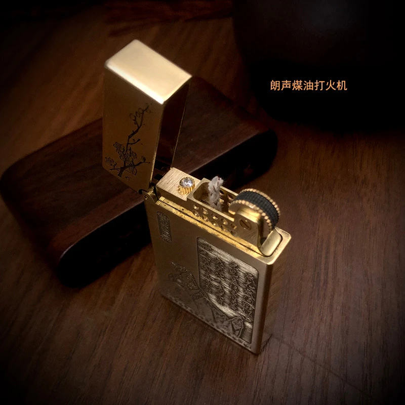 MR.K纯铜清脆朗声精雕薄款复古一体超薄煤油打火机便携支持刻字